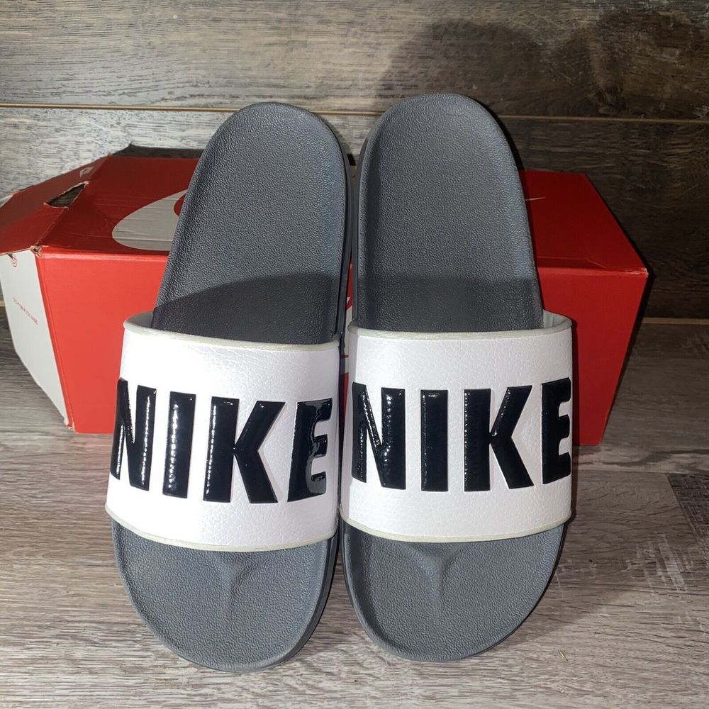Sz 12 New Nike Offcourt Men's Slide Dark  Volt Grey /  Black White BQ4639 700